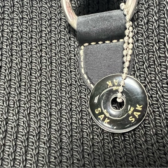 The Sak Shoulder Double Strap Purse Black Knit Zipper Lined Interior QUALITY - Picture 3 of 9